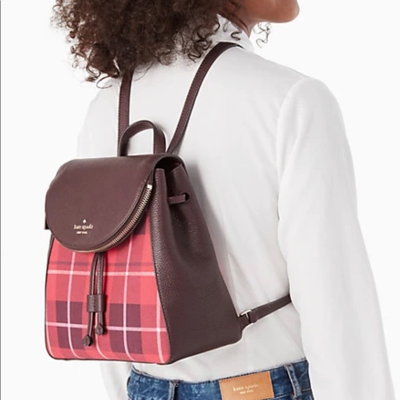 Kate Spade Plaid Medium Backpack - Picture 5 of 11